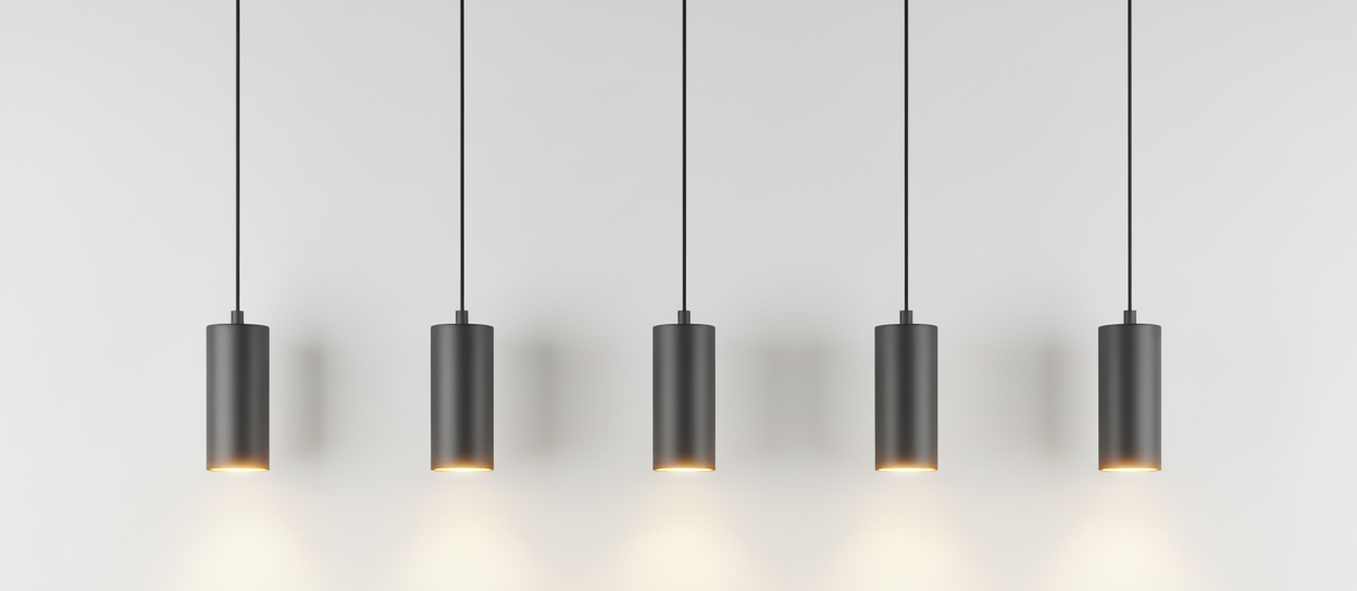 Пет лампи с ярка жълта светлина